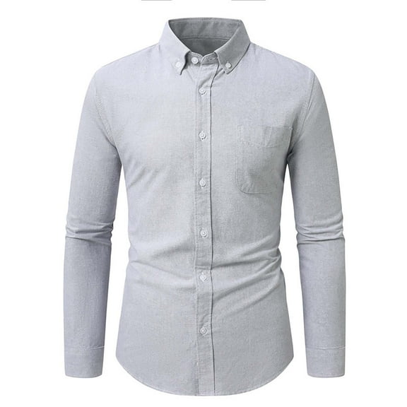 YFNNUP Mens Casual Button Down Shirts Long Sleeve Dress Shirt Classic Fit Wrinkle Free T-Shirt Soild Color Lapel Top