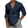 thumbnail image 1 of YFNNUP Mens Casual Double Breast Blazer Jackets Lightweight V Neck Linen Work Jackets Button Slim Fit Flormal Coats, 1 of 6