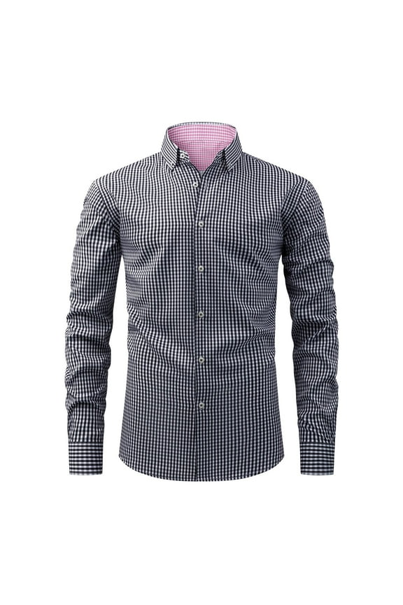 Mens Dress Shirts Casual Button Down Shirts Stripe Long Sleeve Wrinkle-Free Formal Oxford Shirt Business Regular Solid Stretch Shirt