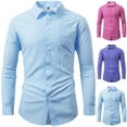 thumbnail image 1 of YFNNUP Mens Dress Shirts Long Sleeve Plaid Tshirt Cotton Button Down Shirts Wrinkle Free Business Casual Shirt Light Blue XXL, 1 of 9