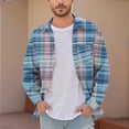 thumbnail image 1 of YFNNUP Mens Flannel Shirts Long Sleeve Plaid Shirt Jacket Casual Button Down Shirt with Pockets Blue L, 1 of 4
