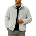 thumbnail image 1 of YFNNUP Mens Fuzzy Sherpa Jacket Casual Fleece Full Zip Stand Collar Coat Fall Winter Warm Outwear Gray, 1 of 7