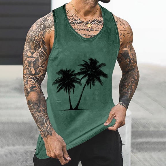 YFNNUP Mens Graphic Tank Tops Cotton Workout Gym Sleeveless Muscle Shirts Vintage Summer Casual Tank Top