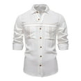 thumbnail image 1 of YFNNUP Mens Linen Shirt Long Sleeve Button Down Shirts Casual Lapel Beach Shirts with Pockets, 1 of 8