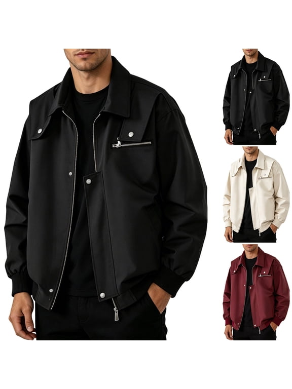 Mens Military Jacket Full Zip and Zipper Safari Field Jacket Multi Pocket Cargo Outdoor Coat Black,S