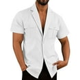 thumbnail image 1 of YFNNUP Mens Short Sleeve Cuban Camp Guayabera Shirt Linen Cotton Hippie Beach Button Down Shirts Summer Holiday Vacation Tops, 1 of 5