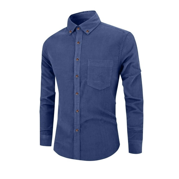 YFNNUP Mens Stripe Shirts Fashion Lapel Business Shirt Slim Fit Long Sleeve Tops Casual Button Down T-Shirt with Pocket