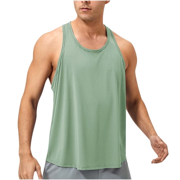 YFNNUP Mens Summer Beach Tank Top Hawaiian Palm Tree Print Sleeveless Basic Muscle Tee Vacation Tops