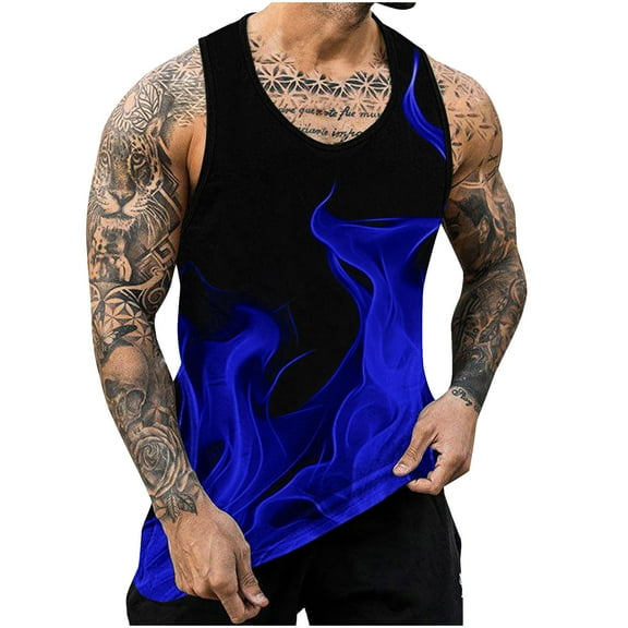 YFNNUP Mens Tank Top Sleeveless Tee Shirt Muscle Gym Workout Hawaiian Tropical Tops Summer Rave T-Shirt