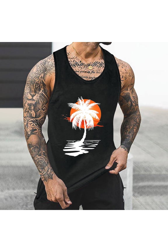 Mens Tank Tops Under 4.00 Men's Workout Swim Sleeveless Shirts Quick Dry Beach Pool Tech Running Athletic Exercise Muscle Tank Top Big and Tall