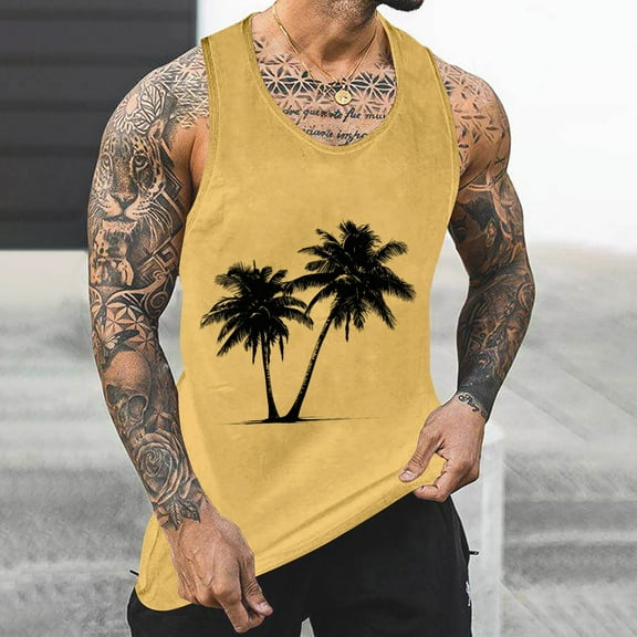YFNNUP Mens Tank Tops Under 4.00 Men's Knitted Tank Top Sleeveless Round Neck Pullover Shirt Undershirt
