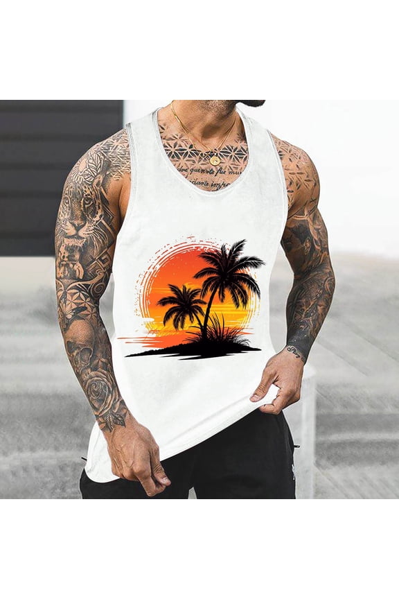 Mens Tank Tops Under 4.00 Men's Muscle Tank Tops Sleeveless Cut Off Shirts Bodybuilding Gym Workout Stringer T-Shirts