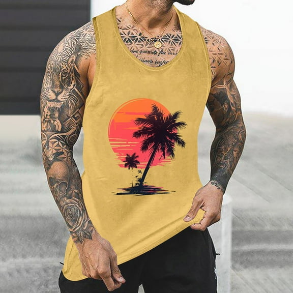 YFNNUP Mens Tank Tops Under 4.00 Men's Tank Tops Gym Muscle Shirts Mesh Quick Dry Bodybuilding Sleeveless T-Shirt Y-Back Workout Sports Fitness