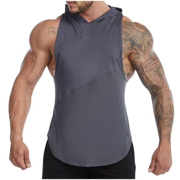 YFNNUP Mens Tank Tops Under 4.00 Men's Workout Tank Top Gym Fitness Muscle Tee Cut Open Sides Sleeveless T-Shirt