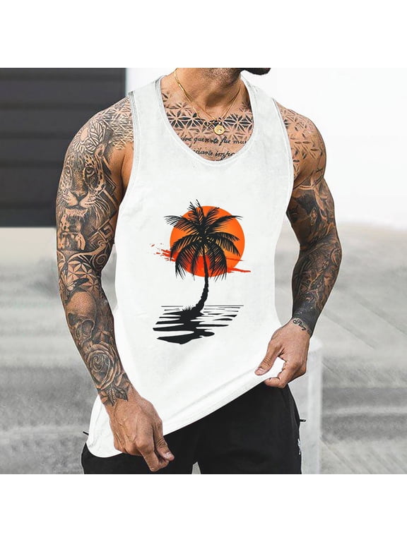 Mens Tank Tops Under 4.00 Men's Workout Tank Tops Gym Muscle Sleeveless Shirt Casual Stringer Athletic Tee Shirts Summer
