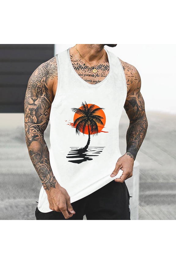 Mens Tank Tops Under 4.00 Men's Workout Tank Tops Gym Muscle Sleeveless Shirt Casual Stringer Athletic Tee Shirts Summer
