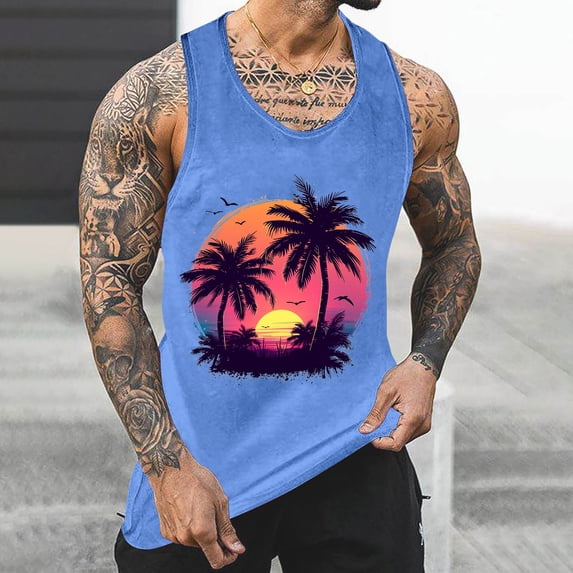 YFNNUP Mens Tank Tops Under 4.00 Mens Sleeveless Workout Tank Tops Athletic Muscle Gym T Shirts with Pockets