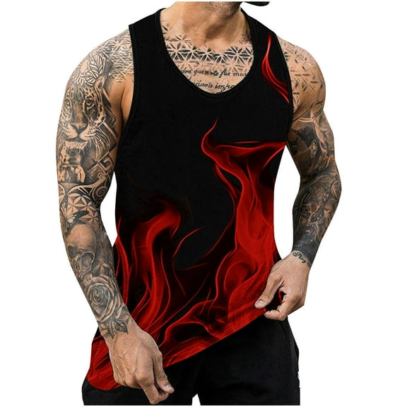YFNNUP Mens Tank Tops Under 4.00 Mens Tank Tops Sleeveless Workout Muscle Running Tees Lightweight Cotton Soft Summer Beach Causual Tank Shirts