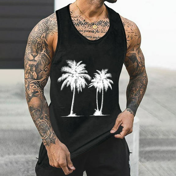 YFNNUP Mens Tank Tops Under 4.00 Sleeveless Beach Shirts for Men Summer Tank Shirts Casual Henley Tank Top
