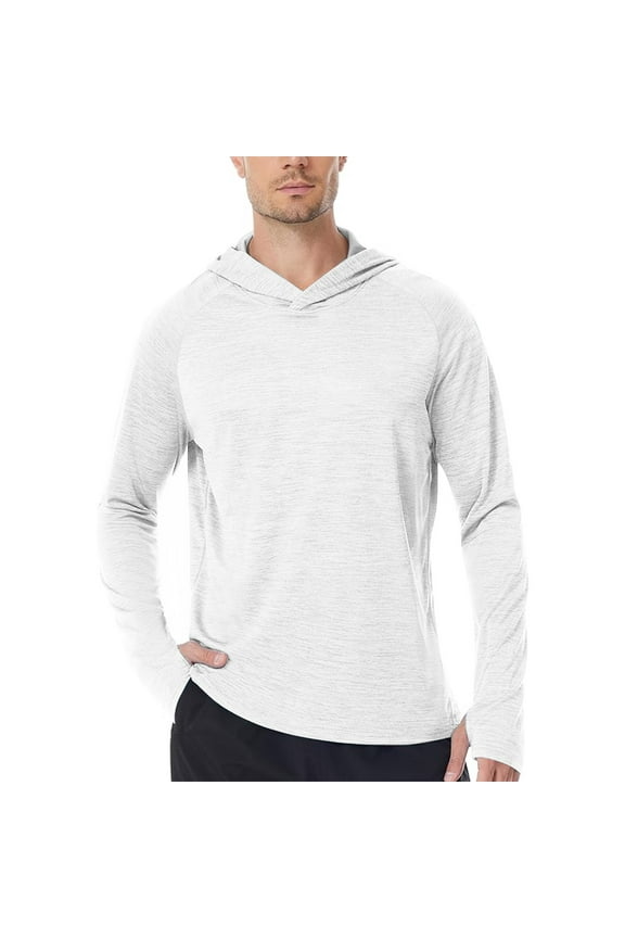 Mens UPF 50+ Fishing Shirts,Long Sleeve UV Sun Hoodie,Hiking Running Swim Athletic Workout Shirt