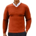 thumbnail image 1 of YFNNUP Mens V Neck Dress Sweater Long Sleeve Slim Fit Pullover Sweater Warm Solid Tshirt, 1 of 5