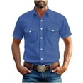 thumbnail image 1 of YFNNUP Mens Western Cowboy Shirts Button Down Short Sleeve Work Shirt Fall Casual Vintage Tee Shirts with Flap Pockets, 1 of 6