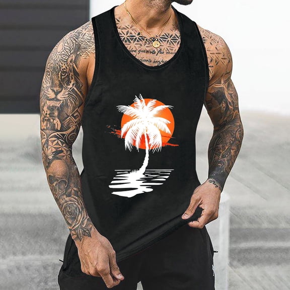 YFNNUP Mens Workout Stringer Tank Tops Gym Muscle Cotton Shirt Sleeveless Training Bodybuilding Vest