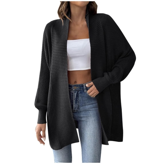 YFNNUP Oversized Cardigans for Women 2025 Trendy Open Front Batwing Sleeve Long Cardigan Sweaters Casual Solid Color Sweater Cardigan Jacket