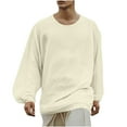 thumbnail image 1 of YFNNUP Oversized Shirts for Men Cotton Linen Long Sleeve Hippie T Shirt Baggy Round Neck Solid Tees Summer Fall Holiday Vacation Tops, 1 of 6