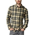 thumbnail image 1 of YFNNUP Plaid Shirts for Men Lightweight Lapel Flannel Shirt Long Sleeve Button Down Tops Regular Fit Casual Tshirt Khaki S, 1 of 7