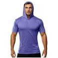 thumbnail image 1 of YFNNUP Quick Dry Summer Shirts for Men Sun Protection T Shirts Slim Fit Short Sleeve Hooded Tops Lightweight Stretch Fitness Sports Hoodie, 1 of 5