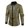 thumbnail image 1 of YFNNUP Sequins Shirts for Mens 70s Vintage Party Costume Lightweight Shiny Disco Tshirt Lapel Long Sleeve Shirt, 1 of 7