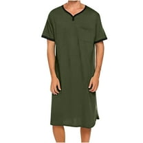 YFNNUP Summer Pajamas for Men Big and Tall Short Sleeve V Neck Long Night Shirts Soft Comfort Cotton Nightgowns Mens Big and Tall Sleepwear
