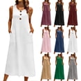 thumbnail image 1 of YFNNUP Tank Dress for Women Loose Fit Sleeveless Sundress Button Down Dresses Casual Lightweight Beach Sundresses Travel Vacation Skirt Hot Pink S, 1 of 10