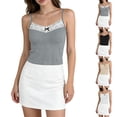 thumbnail image 1 of YFNNUP Tank Top for Womens Spaghetti Strap Camisole Lace Trim Sleeveless Shirt Summer Casual Tunic Shirt Basic Tank T-Shirts Gray Free Size, 1 of 6