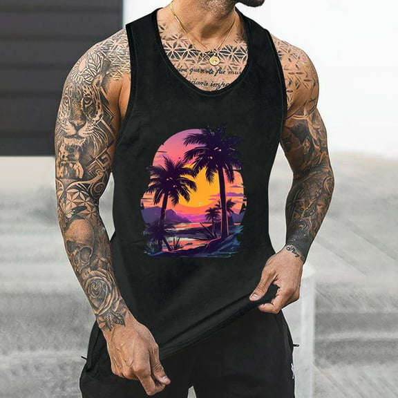 YFNNUP Tank Tops Workout Shirt Quick Dry Sleeveless Gym Stringer Muscle T-Shirts