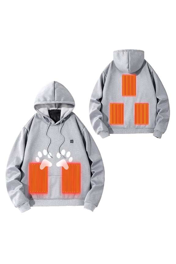 Winter Heated Sweatshirts for Women and Men 5 Heating Zones Pullover Tops Funny Printed Hooded Heating Sweatshirts Drawstring Pockets Electric Heated Hoodies