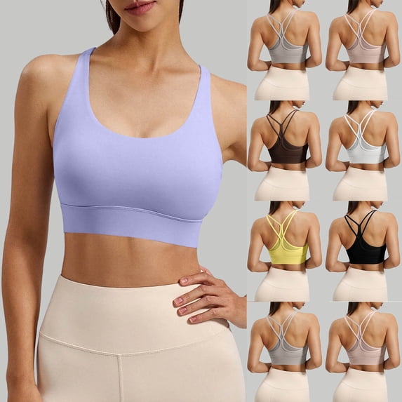 YFNNUP Wireless Bra for Women Seamlesss Sport Bralettes Full Coverage Bras Comfortable Gym Athletic Bralette Yellow XXL