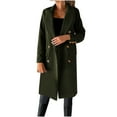 thumbnail image 1 of YFNNUP Women Casual Double Breasted Long Pea Coat Winter Notched Lapel Fleece Jacket Trendy Button Plush Overcoat, 1 of 5