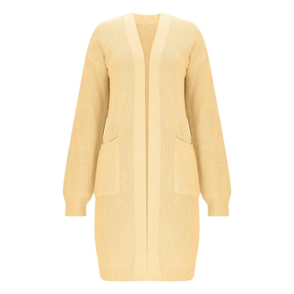 YFNNUP Women Long Sleeve Maxi Cardigan Casual Open Front Knit Cardigans Soft Lightweight Sweater with Pocket Casual Fall Winter Coat Jacket
