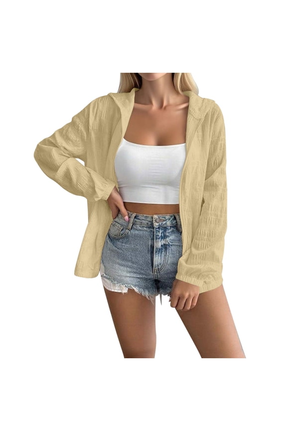 Women Open Front Cardigan Lightweight Long Sleeve Soft Drape Cardigan Casual Outwear Spring Summer Outfits Jackets