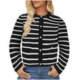 thumbnail image 1 of YFNNUP Women Striped Cardigan Sweaters Button Down Cropped Knit Jackets Coat 2025 Fall Crewneck Sweater Trendy Clothes, 1 of 8