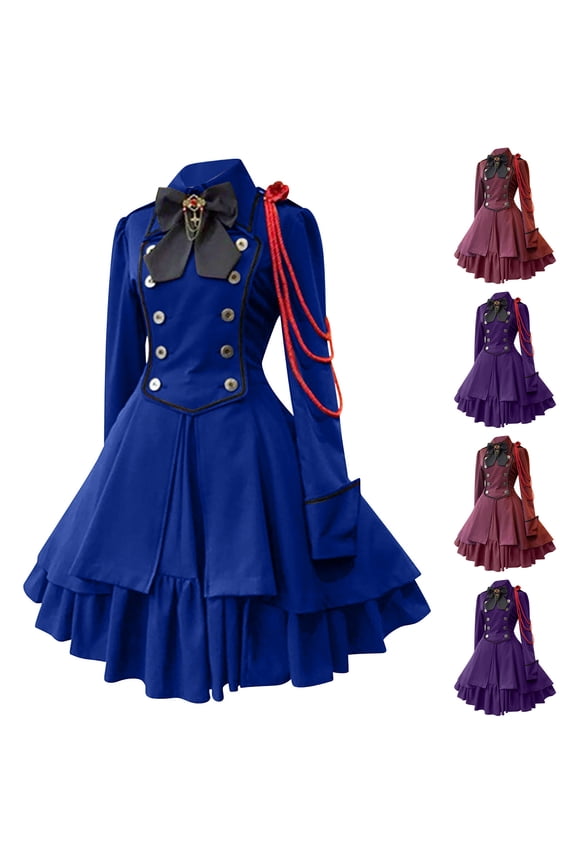 Women Swing Double Breasted Wool Pea Coat with Belt Long Sleeve A Line Peacoat Dress Outwear Purple,XXL