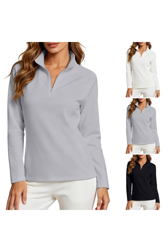 Women's 1/4 Zip Workout Tops Long Sleeve Athletic Quick Dry UPF 50+ Sun Shirts Black,XL