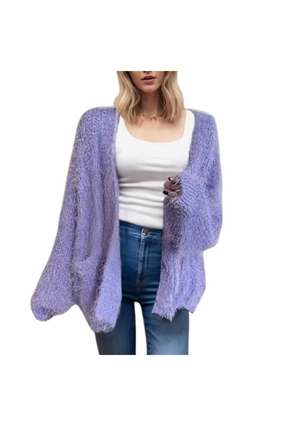 Women's Color Block Knit Cardigan Long Sleeve Open Front Sweater Coat Trendy Tie Dye Y2K Cardigans Outwear with Pockets