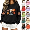 thumbnail image 1 of YFNNUP Women's Halloween Sweatshirts Tis The Season Pumpkin Football Graphic Pullover Tops Fall Crewneck Long Sleeve Shirts Purple,XXL, 1 of 6
