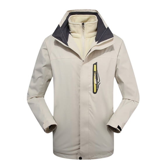 YFNNUP Women's and Men's Plus Size 3 all in 1 Jacket Waterproof Outdoor Hiking Raincoat Full Zip Long Sleeves Hoodies Windproof Hooded Jackets with Zip Pockets
