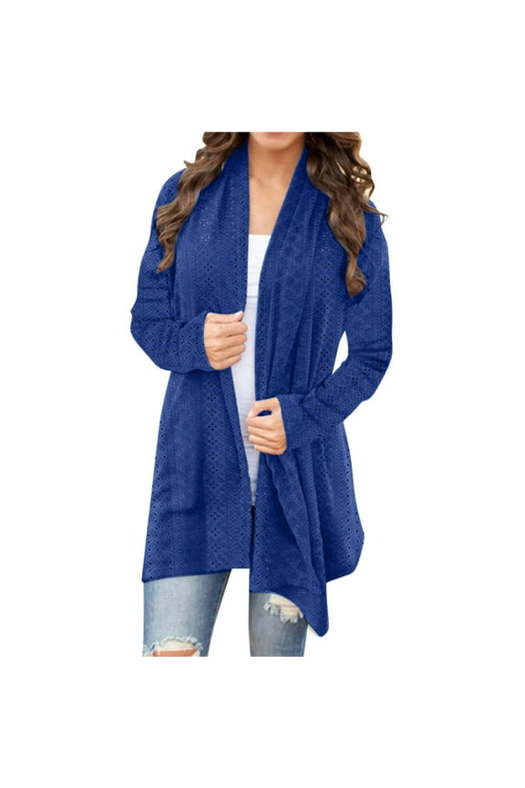 Women's Open Front Cardigans Casual Long Sleeve Lightweight Knit Cardigan Coat Solid Fall Duster