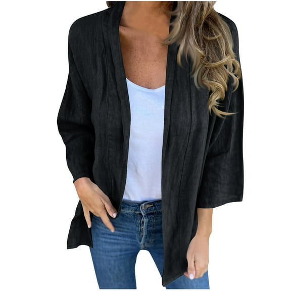 YFNNUP Women's Summer Cardigan Casual Half Sleeve Open Front Cardigans Tops Classic Fit Solid Beach Cover Up