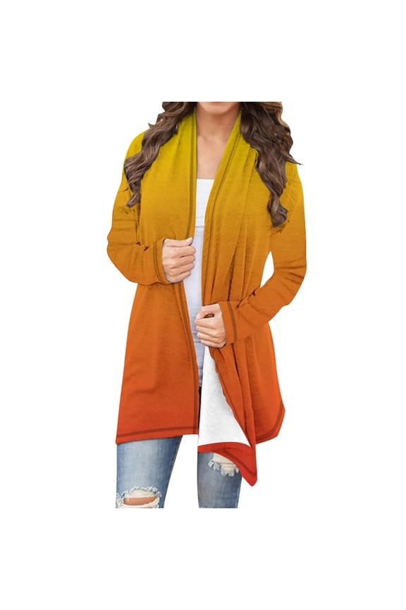 Women's Tie Dye Cardigan Plus Size Draped Front Open Sweater Cardigan Casual Long Sleeve Lightweight Duster 2025 Fall Winter Coat